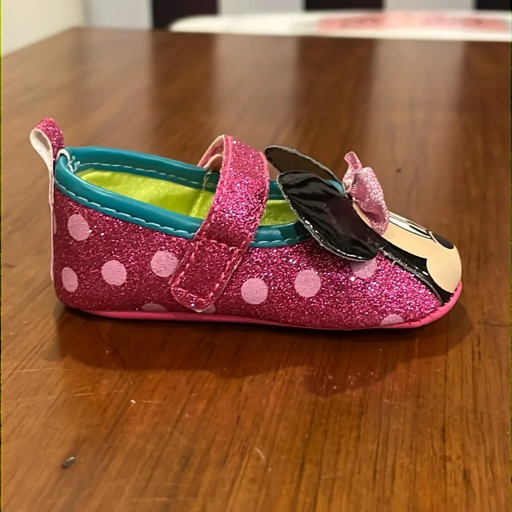 Minnie Mouse Disney Maryjane Crib Shoes Infant Baby Girl 6-9 Months mo pink new